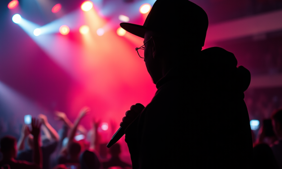 Silhouette of rapper for audience.